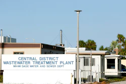 The entrance to the Central District Wastewater Treatment Plant is shown, Thursday, Sept. 14, 2017, on Virginia Key in Miami, Fla. About six million gallons of wastewater was released from the plant during a seven-hour power outage overnight Sunday that disabled its pumps.