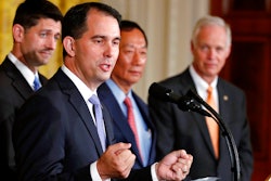 Wisconsin Governor Scott Walker with Rep. Paul Ryan, Foxconn Chairman Terry Gou and WI Senator Ron Johnson.