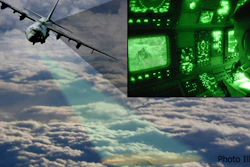 Photo illustration of the ViSAR system. Recent flight tests proved the ViSAR sensor can provide uninterrupted real-time video of ground objects through clouds.