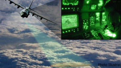 Photo illustration of the ViSAR system. Recent flight tests proved the ViSAR sensor can provide uninterrupted real-time video of ground objects through clouds.