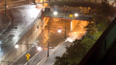These are flooding conditions at the Hugh L. Carey Tunnel (formerly the Brooklyn-Battery Tunnel) during Hurricane Sandy.