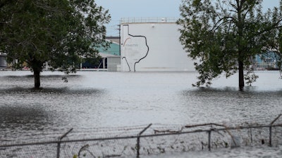 The Arkema Inc. chemical plant is flooded from Tropical Storm Harvey, Wednesday, Aug. 30, 2017, in Crosby, Texas. The plant, about 25 miles (40.23 kilometers) northeast of Houston, lost power and its backup generators amid Harvey’s dayslong deluge, leaving it without refrigeration for chemicals that become volatile as the temperature rises.