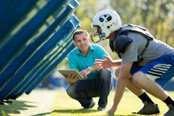 BYU smartfoam in football helmets and pads.