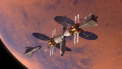 Mars Base Camp is Lockheed Martin’s vision for sending humans to Mars in about a decade. The Mars surface lander called the Mars Accent Descent Vehicle (MADV) is a single-stage system that uses Orion systems as the command deck. It could allow astronauts to explore the surface for two weeks at a time before returning back to the Mars Base Camp in orbit around Mars.