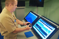 A sailor tests using an Xbox controller at a lab in northern Virginia.