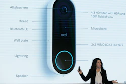 Michelle Turner, general manager of security products for Nest Labs, talks about the Hello doorbell during an event Wednesday, Sept. 20, 2017, in San Francisco. Home device maker Nest Labs is adding Google's facial recognition technology to a camera-equipped doorbell and rolling out a security system in an attempt to end its history of losses. The products announced Wednesday expand upon the internet-connected thermostats, smoke detectors and stand-alone security cameras that Nest has been selling since its inception six years ago.