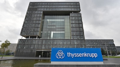 The headquarters of German steel giant Thyssenkrupp is pictured, Wednesday, Sept. 20, 2017 in Essen, Germany. The company announced a planned 50-50 joint venture with Tata Steel of India.