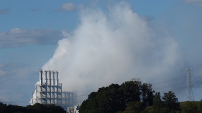 The Wacker plant fire following an explosion.