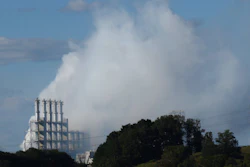 The Wacker plant fire following an explosion.