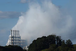 The Wacker plant fire following an explosion.