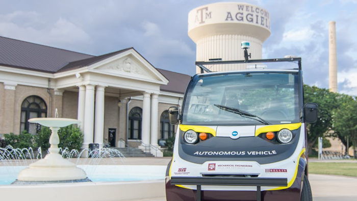 A self-driving shuttle, under development at Texas A&M.