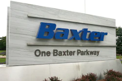 Drug and medical product maker Baxter says it expects a near-term shortage of small bags of saline solution due to Hurricane Maria temporarily shutting down its operations in Puerto Rico.