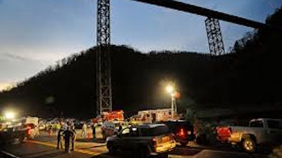 The scene at Massey Energy's Upper Big Branch Mine explosion in 2010.