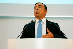 Renault Group CEO Carlos Ghosn speaks during a media conference at La Defense business district, outside Paris, France, Friday, Oct. 6, 2017. French carmaker Renault says half of its models will be electric or hybrid by 2022 and it's investing heavily in 'robo-vehicles' with increasing degrees of autonomy.
