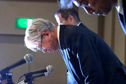 Kobe Steel President and CEO Hiroya Kawasaki bows during a press conference in Tokyo, Friday, Oct. 13, 2017. Steel maker Kobe Steel apologized Thursday after finding wider problems, dating back to 2011, with faked inspections data for metals used in many products, including cars, bullet trains, aircraft and appliances.
