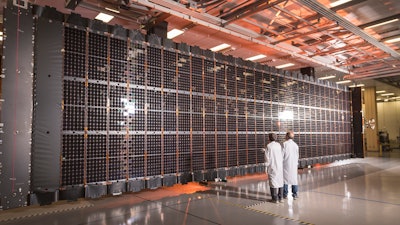 The first Multi-mission Modular Solar Array unfurls at Lockheed Martin’s site in Sunnyvale, California.