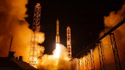 In this file photo taken on Tuesday, Sept. 12, 2017, The Proton-M rocket booster blasts off at the Russian leased Baikonur cosmodrome, Kazakhstan. Six decades after Sputnik opened the space era, Russia has struggled to build up on its Soviet-era space achievements and space research now ranks very low among the Kremlin's priorities.