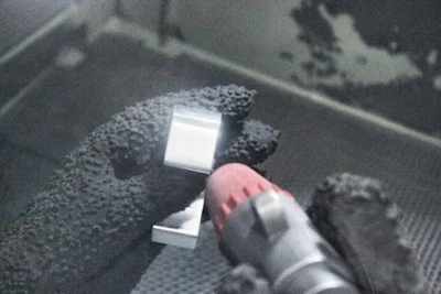 The sandblasting process at Star Rapid.