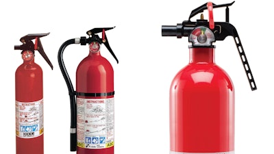 The fire extinguishers can become clogged or require excessive force to discharge and can fail to activate during a fire emergency. In addition, the nozzle can detach with enough force to pose an impact hazard.