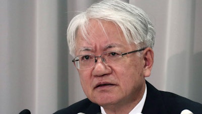 In this Oct. 26, 2017, file photo, Kobe Steel President and CEO Hiroya Kawasaki speaks during a press conference, following a scandal over fabricated quality data, in Tokyo. Kobe Steel is pointing to a zealous pursuit of profit, unrealistic targets and an insular corporate culture as the causes of massive faked inspection data at the Japanese metals maker. The company released a 27-page report Friday, Nov. 10, 2017 of its findings on what led to the scandal and measures to prevent a recurrence.
