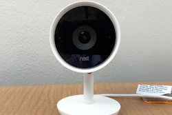 This July 25, 2017, frame grab from video shows the Nest Cam IQ camera. Nest’s newest home security camera is supposed to be so smart that it can recognize anyone entering its sight line after it has been introduced to someone. That skill comes from facial recognition technology made by sister company Google. As The Associated Press discovered, the Nest Cam IQ has an uncanny knack for recognizing people, even when they’re disguised.