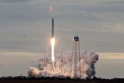 Orbital ATK's Antares rocket lifts off from Wallops Island, Va., Sunday, Nov. 12, 2017. The rocket is carrying cargo to the International Space Station.