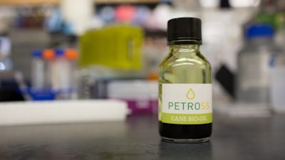 A bottle of oil produced from PETROSS lipidcane.