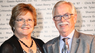 Uyemura CEO Tony Revier, shown with his wife, Mary Anne, following receipt of the University of La Verne’s 125 Most Notable Graduates Award, October 27, 2017.