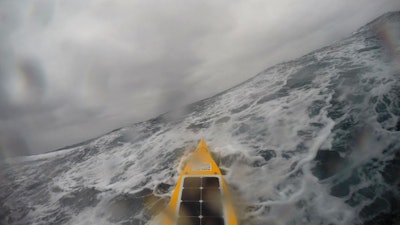 National Oceanography Centre vessel known as the Autonaut in rough seas.