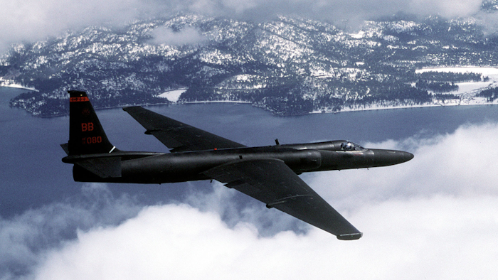 An Air Force U-2 Dragon Lady flies a training mission.