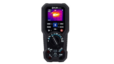 The FLIR DM166 thermal imaging multimeter with Infrared Guided Measurement (IGM) has a drop-tested design.