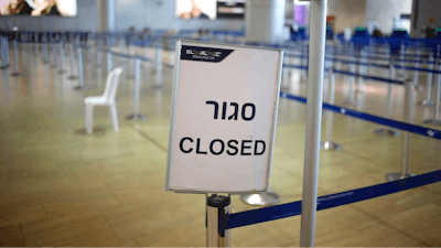 A check-in line is closed in Ben Gurion airport during a nationwide strike in Tel Aviv, Israel. Israel's national trade union is holding a nationwide strike to protest generic drugmaker Teva's decision to lay off a quarter of its workforce.
