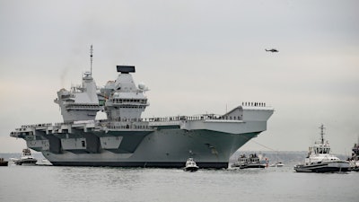 A view of the aircraft carrier HMS Queen Elizabeth.