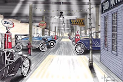An artist rendering of the future auto museum.