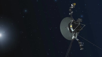 This rendering provided by NASA shows Voyager 1. NASA has nailed a thruster test on Voyager 1, a spacecraft 13 billion miles away. Last week, ground controllers sent commands to fire backup thrusters on Voyager 1, humanity’s most distant spacecraft. The thrusters had been idle for 37 years, since Voyager 1 flew past Saturn.To NASA’s delight, the four dormant thrusters came alive. They’ll take over pointing operations next month.