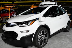 In this Tuesday, June 13, 2017, file photo, a self-driving Chevrolet Bolt EV that is in General Motors Co.'s autonomous vehicle development program appears on display at GM's Orion Assembly in Lake Orion, Mich. California regulators have nixed a plan to let self-driving car manufacturers evade liability for crashes if the vehicle hasn’t been maintained according to manufacturer specifications.
