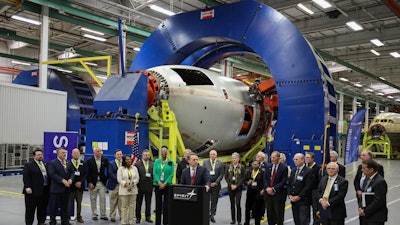 Kansas Lt. Gov. Jeff Colyer speaks during a news conference Wednesday, Dec. 6, 2017, at Spirit AeroSystems in Wichita, Kan. President and CEO Tom Gentile announced plans to add more than 1,000 jobs over the next two years. It also plans $1 billion in new capital investment at its Wichita site, Gentile said.