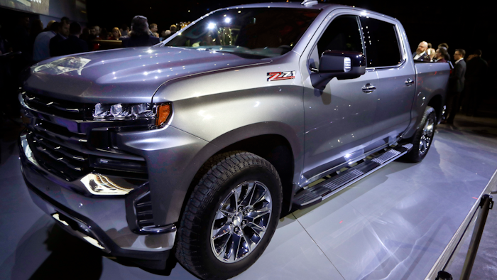 The 2019 Chevrolet Silverado High Country pickup is unveiled, Saturday, Jan. 13, 2018, in Detroit. The Silverado is the second-best selling vehicle in the U.S. and is outsold only by Ford's F-Series pickups. Big pickup truck sales rose nearly 6 percent last year to almost 2.4 million, even though total U.S. auto sales dropped 2 percent. One in every seven vehicles sold last year was a full-size pickup.
