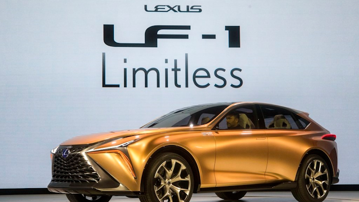 In a Jan. 5, 2018, file photo, the Lexus LF-1 Limitless concept vehicle is presented at the North American International Auto Show in Detroit. Japanese vehicle brands are exploring new design ideas, and figuring out what sets them apart from their U.S. and European rivals, with new prototype vehicles. Nissan, Infiniti and Lexus are all unveiling new concept cars at the Detroit auto show, which opens to the public, Saturday, Jan. 20.