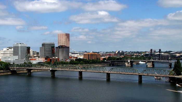 In this Aug. 1, 2012 file photo, the downtown skyline is shown on the west bank of the Willamette River in Portland, Ore. Oregon is suing the agrochemical giant Monsanto over PCB pollution that it says has contaminated dozens of its waterways and leached into ground soil around the state. The lawsuit filed in Portland seeks $100 million in damages to undo pollution that state officials say has accumulated over decades.