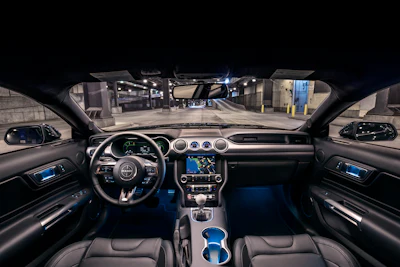 Other standard equipment includes a heated leather steering wheel and a 12-inch all-digital LCD instrument cluster, identical in function to the cluster introduced on 2018 Mustang, but with a unique Bullitt welcome screen that starts in green with an image of the car rather than the pony.