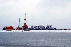 In this Oct. 17, 2017 file photo provided by the Bureau of Safety and Environmental Enforcement, oil production equipment appears on Spy Island, an artificial island in state waters of Alaska's Beaufort Sea. The Trump administration on Thursday, Jan. 4, 2018 moved to vastly expand offshore drilling from the Atlantic to the Arctic oceans with a plan that would open up federal waters off the Pacific coast for the first time in more than three decades. Alaska's Beaufort Sea is one of those areas.