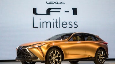 In a Jan. 5, 2018, file photo, the Lexus LF-1 Limitless concept vehicle is presented at the North American International Auto Show in Detroit. Japanese vehicle brands are exploring new design ideas, and figuring out what sets them apart from their U.S. and European rivals, with new prototype vehicles. Nissan, Infiniti and Lexus are all unveiling new concept cars at the Detroit auto show, which opens to the public, Saturday, Jan. 20.