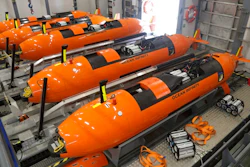 This undated handout picture released Wednesday, Jan. 10, 2018, by Ocean Infinity shows the Autonomous Underwater Vehicles (AUVs) which will be put in the ocean to search for the wreckage of the missing MH370 plane. Malaysia's government said Wednesday it will pay U.S. company Ocean Infinity up to $70 million if it can find the wreckage or black boxes of Malaysia Airlines Flight 370 within three months, in a renewed bid to solve the plane's disappearance nearly four years ago.