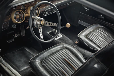 The interior of the original 1968 Mustang from movie Bullitt.