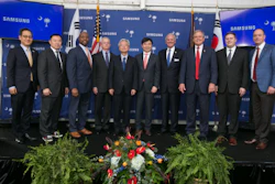 Samsung celebrates the ribbon cutting of the first commercial washers being produced at the Newberry, SC plant. Pictured from left are: Young-jun Kim, Korean Consul General in Atlanta; Joon So, President of Samsung Electronics Home Appliances America; U.S. Senator Tim Scott; Newberry County Administrator Wayne Adams; South Korean Ambassador to the U.S., Yoon-Je Cho; President and Head of Consumer Electronics Division of Samsung Electronics, H.S. Kim; South Carolina Governor Henry McMaster; U.S. Representative Ralph Norman; Deputy Assistant Secretary of Manufacturing at the U.S. Department of Commerce, Ian Steff; President and CEO of Samsung Electronics North America Tim Baxter.