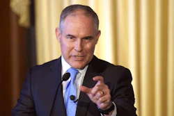 In this Feb. 21, 2017, file photo, Environmental Protection Agency (EPA) Administrator Scott Pruitt speaks to employees of the EPA in Washington. Federal scientists have determined that a family of widely used pesticides poses a threat to dozens of endangered and threatened species, including Pacific salmon, Atlantic sturgeon and Puget Sound orcas. The National Marine Fisheries Service issued its new biological opinion on three organophosphate pesticides _ chlorpyrifos, diazinon and malathion _ after a years-long court fight by environmental groups.Pruitt in March reversed an Obama-era effort to bar the use of chlorpyrifos on fruits and vegetables after peer-reviewed academic studies found that even tiny levels of exposure could hinder the development of children's brains.