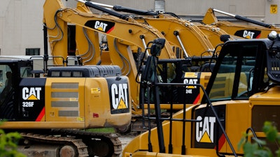 This Tuesday, July 25, 2017, photo shows Caterpillar machinery at a dealership in Murrysville, Pa. Caterpillar, Inc. reports earnings, Thursday, Jan. 25, 2018.