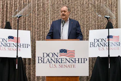 Former Massey CEO and West Virginia Republican Senatorial candidate, Don Blankenship, speaks during a town hall to kick off his campaign in Logan, W.Va., Thursday, Jan. 18, 2018. Blankenship will face two other Republican candidates in the May 8th primary.