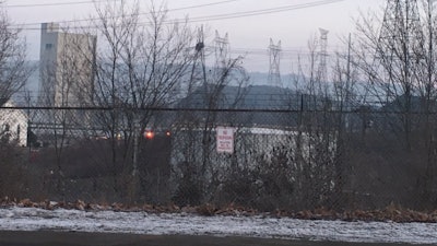 Emergency crews at the power plant.